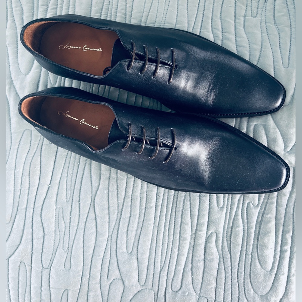 Navy Blue Italian Leather Men's Shoes handcrafted in Italy